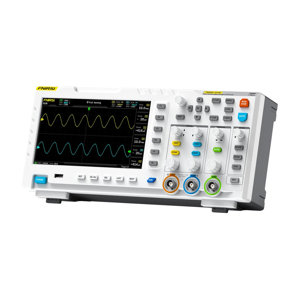 FNIRSI 1014D 100MHz bench oscilloscope with signal generator