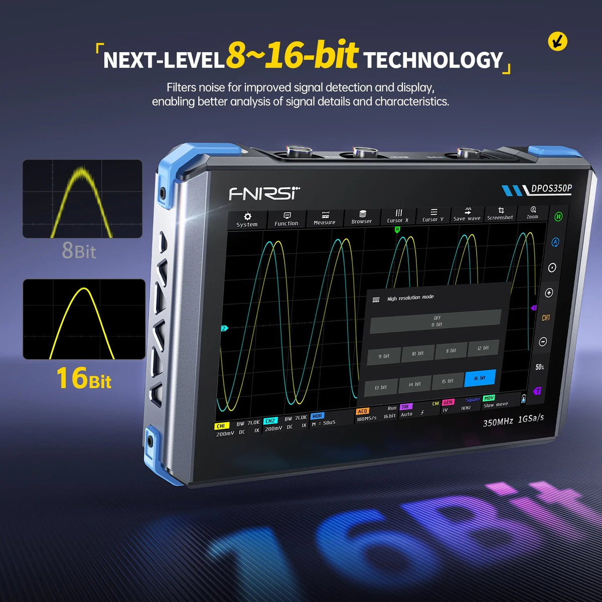 FNIRSI DPOS350P 350MHz 4-in-1 tablet oscilloscope - view 4
