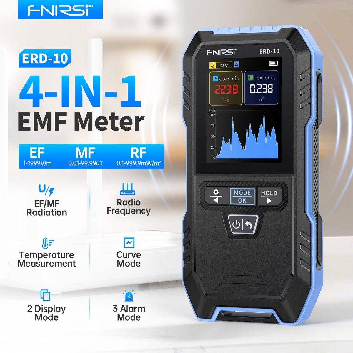 FNIRSI ERD-10 4-in-1 EMF radiation detector - view 2