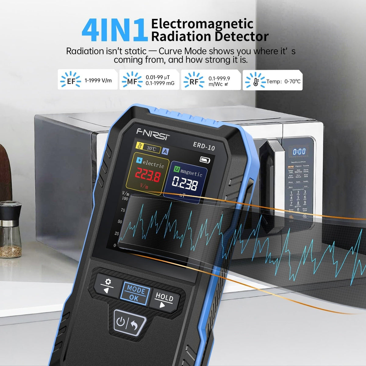 FNIRSI ERD-10 4-in-1 EMF radiation detector - view 3