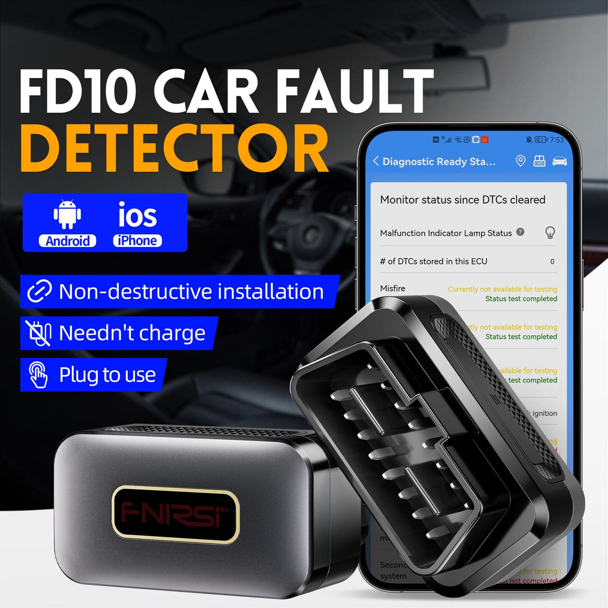FNIRSI FD10 Bluetooth OBD2 car scanner - view 6