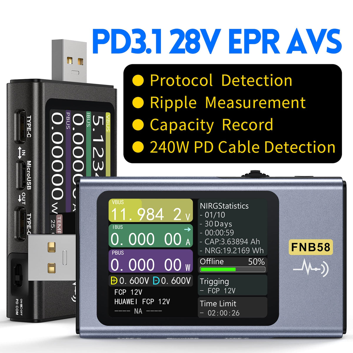 FNIRSI FNB58 USB-C fast charge tester - view 2