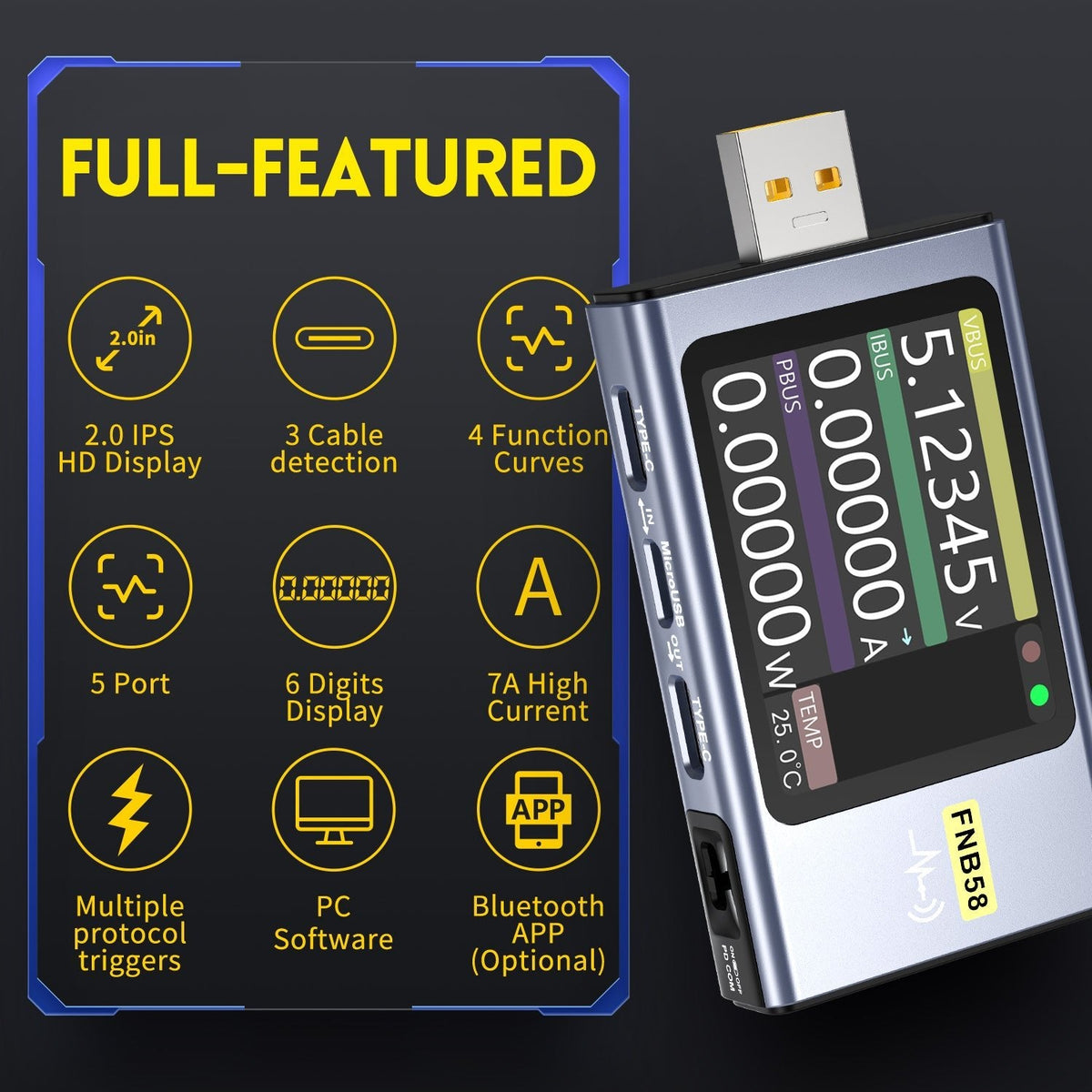 FNIRSI FNB58 USB-C fast charge tester - view 3