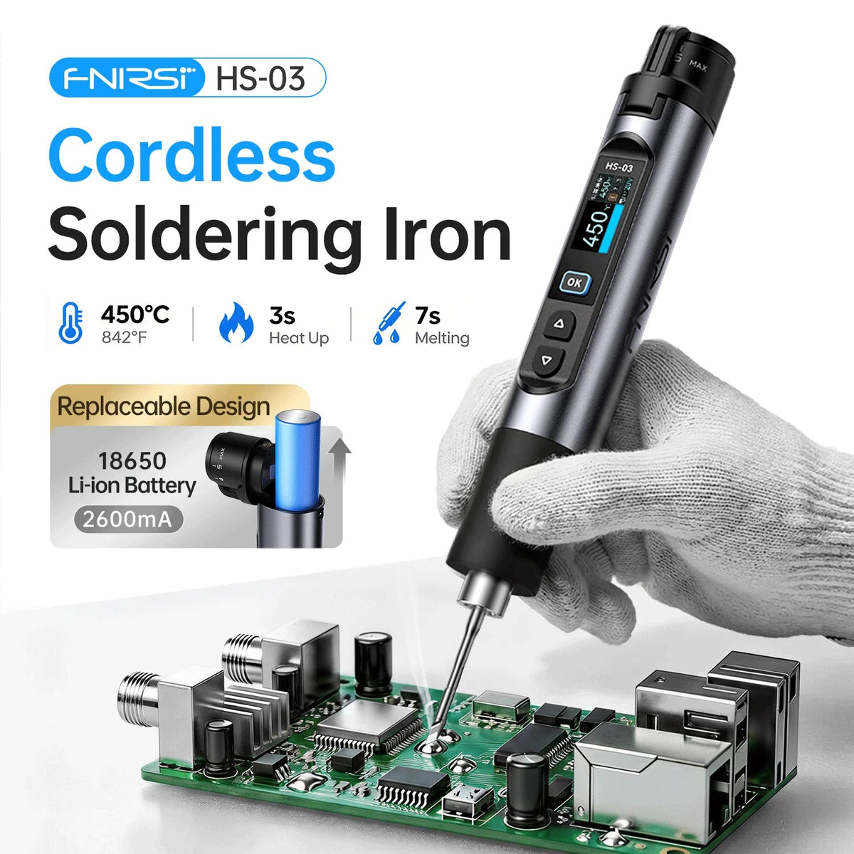 FNIRSI HS-03 cordless soldering iron - view 2