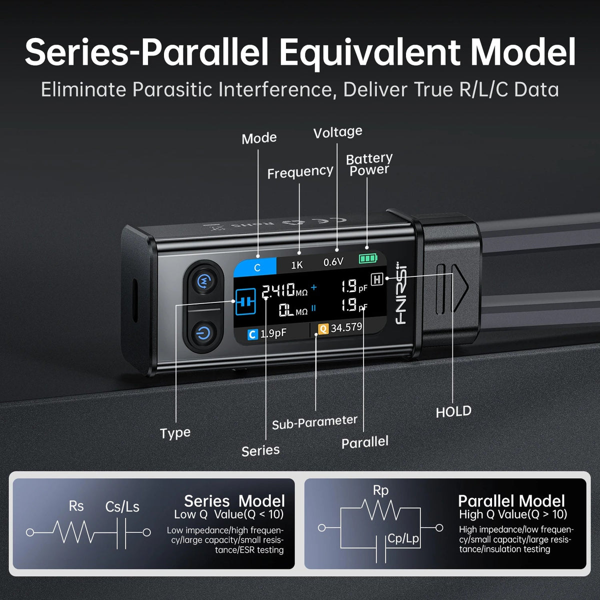 FNIRSI LCR-ST2 100kHz tweezer LCR meter - view 4