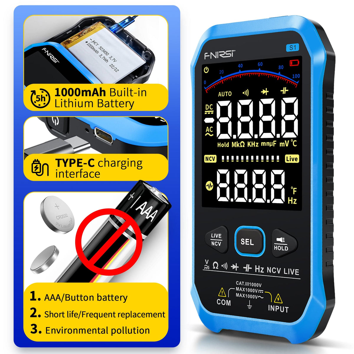 FNIRSI S1 large screen smart multimeter - view 3
