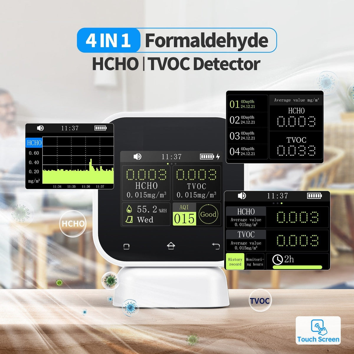 FNIRSI SFD-02 indoor air quality monitor - view 3