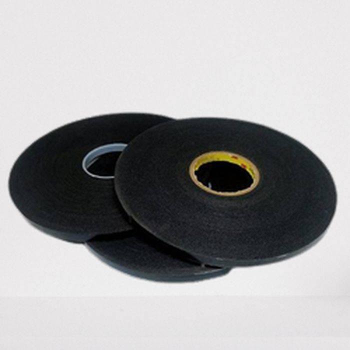 Foam Tape Double Sided For LED Extrusion Profiles - two black circular rolls of adhesive tape stacked on a white surface.