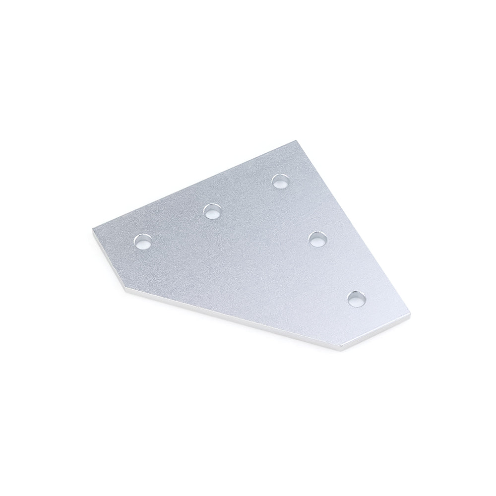 For 4040 90 Degree L Type Aluminum Profile Connector Joint Plate Corner Bracket Aluminum Profile - a silver, trapezoidal metal bracket featuring five circular mounting holes.