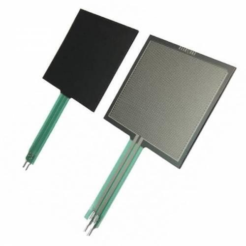 Force Sensitive Resistor Square Sensor Fsr 406 - shown as two components: one with a black surface and one with a visible silver grid pattern and connectors.