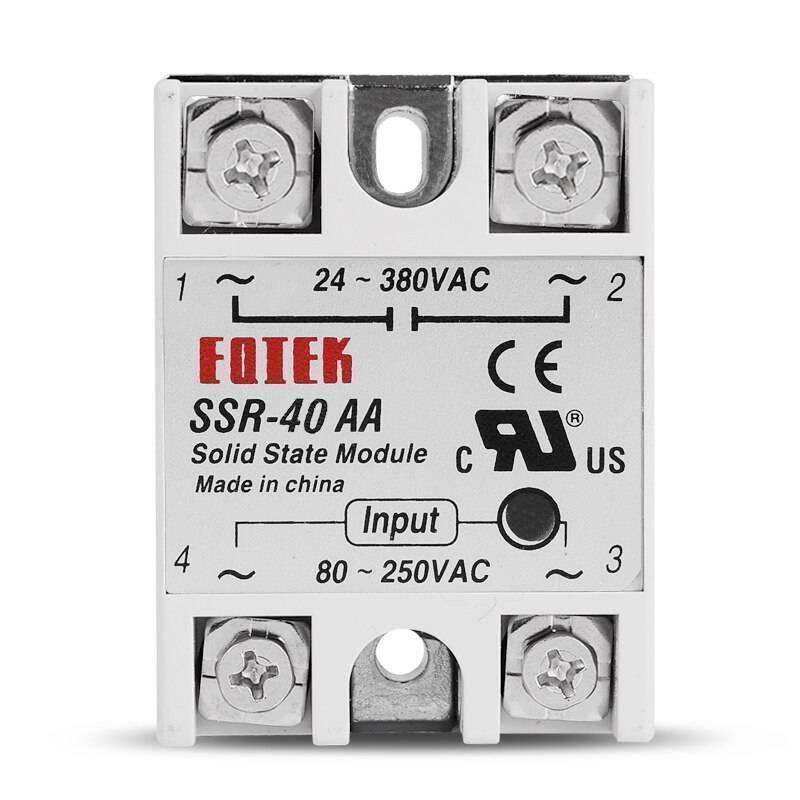 Fotek Module SSR-40AA AC Activation AC-AC Control Signal 40A Solid State Relay Ssr - a white rectangular module with four screw terminals labeled 1, 2, 3, and 4, and printed technical specifications.