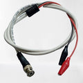 Function Generator Cable Or BNC To Alligator Cable - a white cable with a BNC connector on one end and red and black alligator clips on the other.