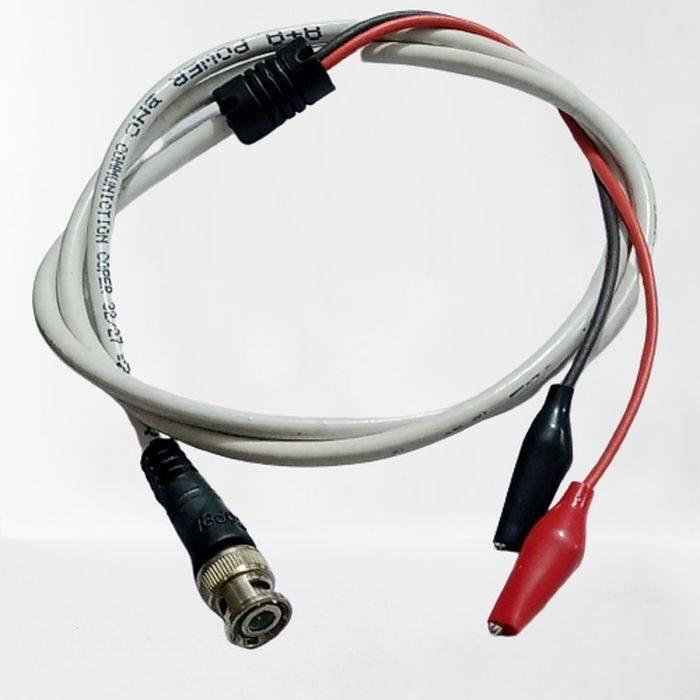 Function Generator Cable Or BNC To Alligator Cable - a white cable with a BNC connector on one end and red and black alligator clips on the other.