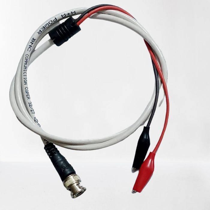 Function Generator Cable Or BNC To Alligator Cable - a white cable with a BNC connector on one end and red and black alligator clips on the other.
