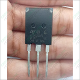 G75H120DF1 IGBT - 75A 1200V High-efficiency Power Transistor - a black three-pin power transistor held by fingers, showing the STMicroelectronics logo and model markings on its front surface.