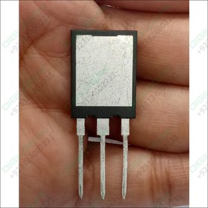 G75H120DF1 IGBT - 75A 1200V High-efficiency Power Transistor - a black three-pin power transistor with a large silver metal heat sink plate, held against a human hand.