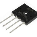GBU606 600V 6A Single-Phase Bridge Rectifier - a black, flat, square-shaped electronic component with four metal pins and printed terminal markings.