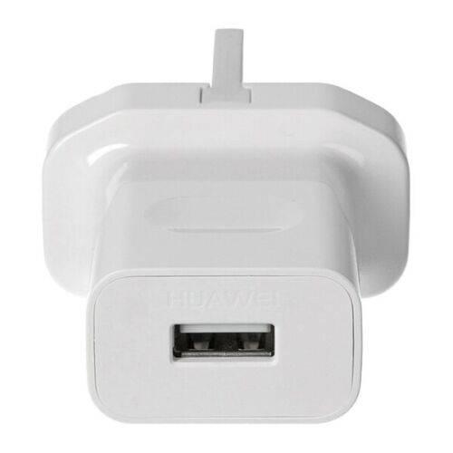 Genuine Huawei HW-050100B01 Uk 3pin Charger White Power Adapter 5V 1A - a single USB-A port on the front face.