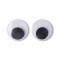 Googles Eye 25mm 6pcs - two circular plastic googly eyes with clear domes and movable black pupils against a white background.