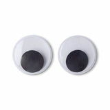 Googles Eye 25mm 6pcs - two circular plastic googly eyes with clear domes and movable black pupils against a white background.