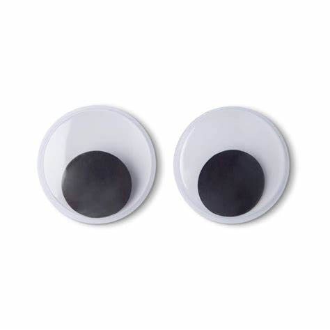 Googles Eye 25mm 6pcs - two circular plastic googly eyes with clear domes and movable black pupils against a white background.