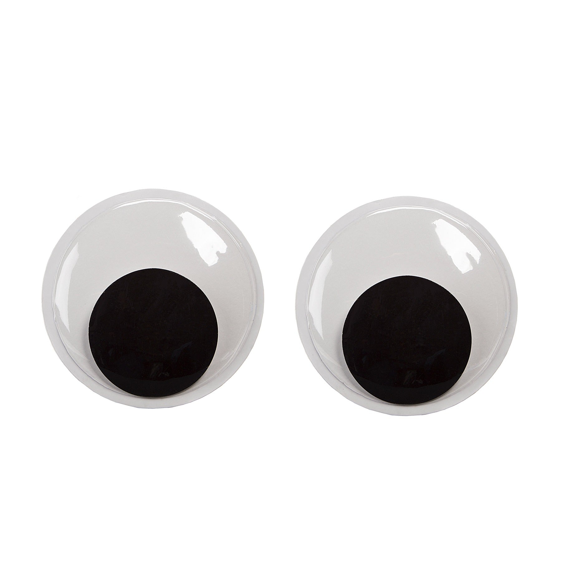 Googles Eye 30mm 12pcs - two circular plastic googly eyes with white outer rings and movable black pupils against a plain white background.