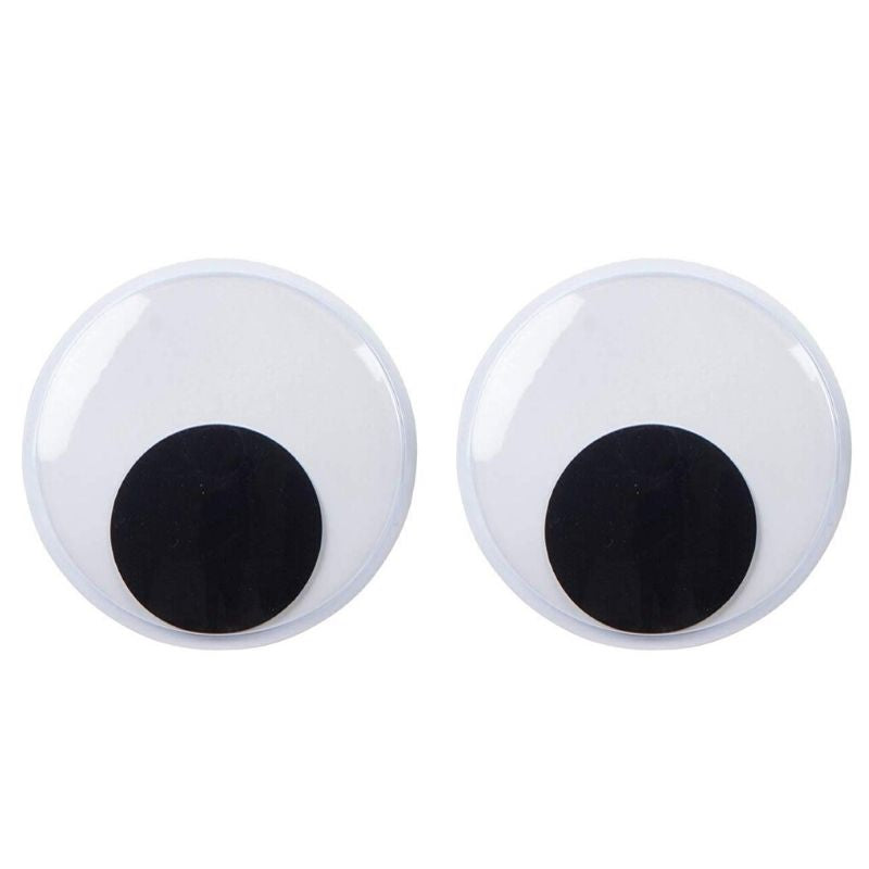 Googles Eye 40mm 2pcs - two circular, white plastic googly eyes with black pupils centered on a plain white background.