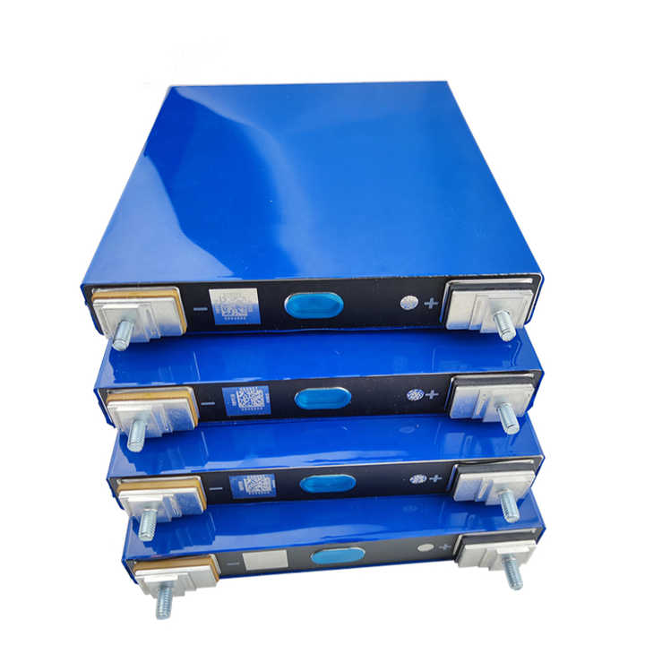 Gotion IFP27175200A 3.2V 105Ah LiFePO4 Battery Cell - a stack of four rectangular blue battery cells with metal terminals and QR code labels.