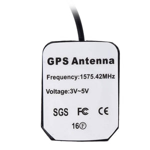 GPS Antenna Active Mcx Male Straight Connector With 3m Extension Cable Magnetic Type - a white rectangular magnetic antenna with black cable and printed technical specifications on its face.