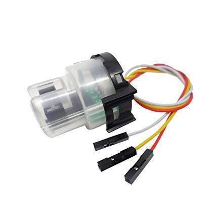 Gravity Arduino Analog Turbidity Sensor - a clear plastic housing and three jumper wires with black female connectors.