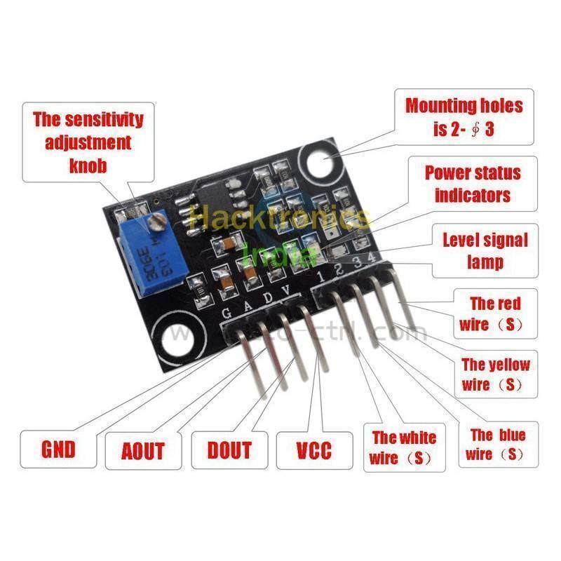 Gravity Arduino Analog Turbidity Sensor - with a blue sensitivity knob, four pins labeled G, A, D, V, and four numbered signal pins with labels.