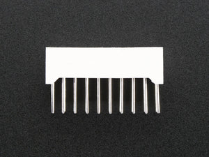 Green 10 Segment Light Bar Graph LED Display - a rectangular white component with ten vertical metal pins extending from the bottom edge.