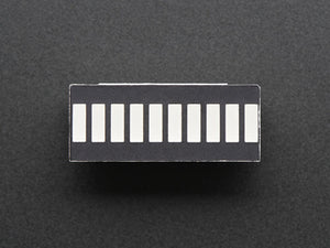 Green 10 Segment Light Bar Graph LED Display - a rectangular black component with ten white rectangular LED segments arranged in a single row.