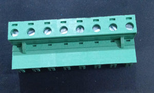 Green 2edg-7.62mm Pluggable Terminal Block For PCB 300V/15A 8pin - shown as a green plastic connector with eight screw terminals arranged in a single row.