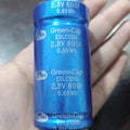 Green Cap Edlc(dB) 2.8V 600F Super Capacitor - the blue cylindrical body with printed specifications and the Samwha brand logo.