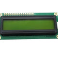 Green Color 1602 Character LCD Display 16x2 LCD Display - a rectangular green screen module with a black frame and 16 gold-plated pin connectors.