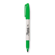 Green Color Marker - a fine point Sharpie pen with a green cap and barrel, shown against a plain white background.