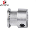 GT2 20 Teeth Timing Pulley Bore 6.35mm Shaft Aluminum Pulley For 6mm Belt 3d Printer Parts For NEMA23 - a silver aluminum cylindrical pulley with a toothed center, a side flange, and a black set screw.