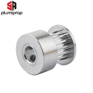 GT2 20 Teeth Timing Pulley Bore 6.35mm Shaft Aluminum Pulley For 6mm Belt 3d Printer Parts For NEMA23 - a silver aluminum cylindrical pulley with a central shaft bore containing two visible set screws and a toothed outer edge.