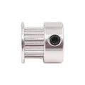GT2 Pulley 16 Teeth Bore 5mm Timing Gear Alumium For GT2 Belt Width 13mm 3d Printer Accessories - a silver aluminum timing gear with a visible black set screw on the side, shown in a side-profile view.