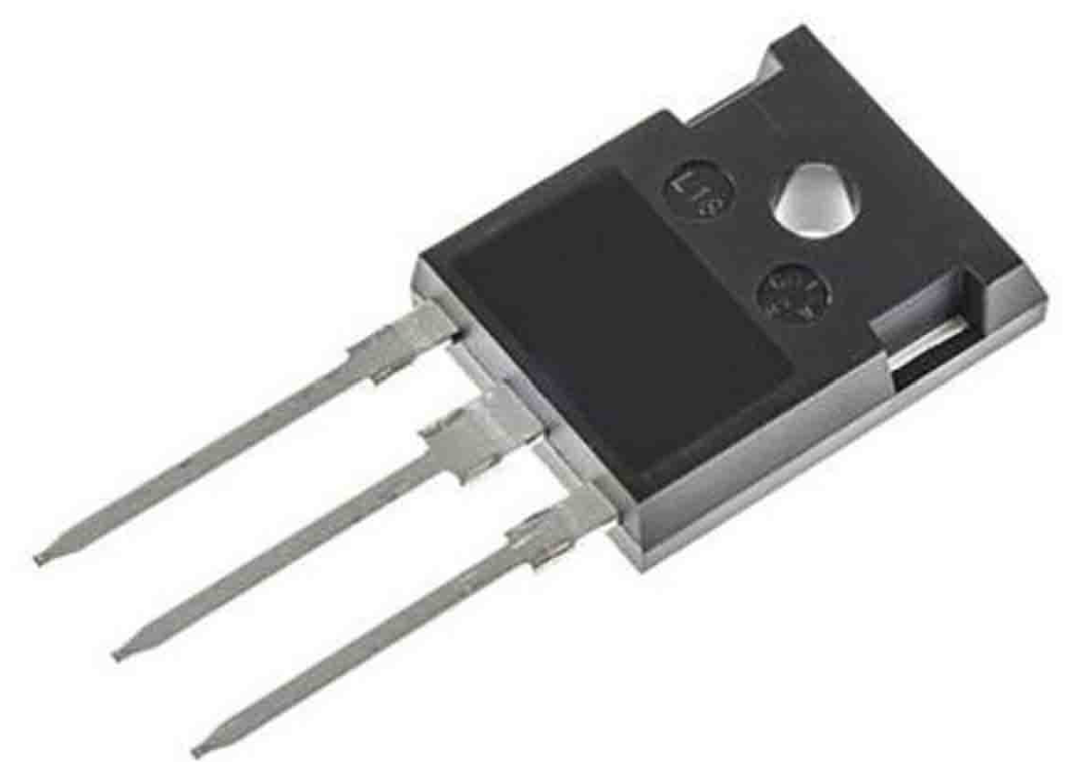 GW40H65 IGBT Transistor For Power Electronics - shown as a black, rectangular electronic component with three metal pins and a mounting hole in a TO-247 package.
