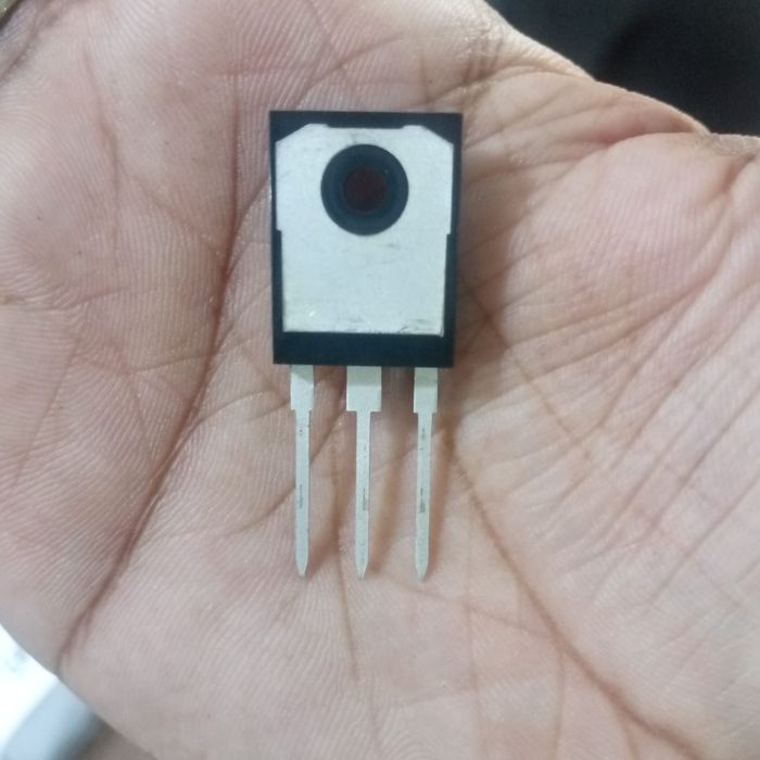 GWT80H65DFB MOSFET Transistor - shown as a close-up of the black and silver three-pin component held in a palm.