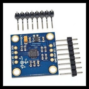 Gy-50 L3G4200D Three-axis Digital Gyro Sensor Module Angular Velocity Module - a blue square circuit board with a central chip, labeled pin headers, and two sets of loose metal connector pins.