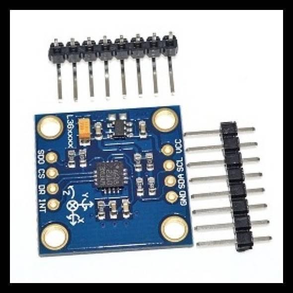 Gy-50 L3G4200D Three-axis Digital Gyro Sensor Module Angular Velocity Module - a blue square circuit board with a central chip, labeled pin headers, and two sets of loose metal connector pins.