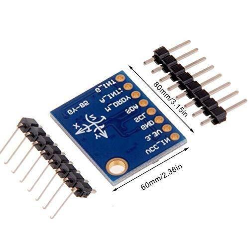 Gy 579 Hw-579 3-5V Sensor Module 9 Axle Sensor Module PCB Board ITG3200 / ITG3205 ADXL345 HMC5883L 9 Dof Imu Sensor GY85 - the blue PCB with pin labels and two separate strips of header pins, including dimension annotations in millimeters and inches.