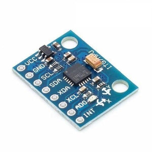 GY521 MPU6050 3 Axis Digital Gyroscope Accelerometer Sensor Module - a blue rectangular circuit board with a central chip and labeled pin headers.