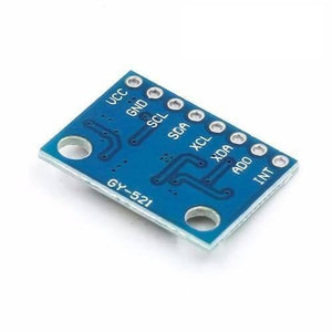 GY521 MPU6050 3 Axis Digital Gyroscope Accelerometer Sensor Module - shown as a blue rectangular circuit board with eight labeled pin holes.