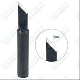 Hakko Soldering Bit 900-m-t-k For Soldering Station&irons Knife - a black metal knife-tip soldering iron bit, shown in full and with a 5mm dimension close-up inset.