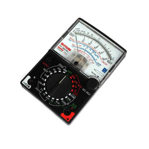 Handheld Analog Multimeter YX360TR - Sunwa YX-360TR analog multimeter featuring a black rectangular body, a central rotary selector knob, a needle display scale, and input ports.