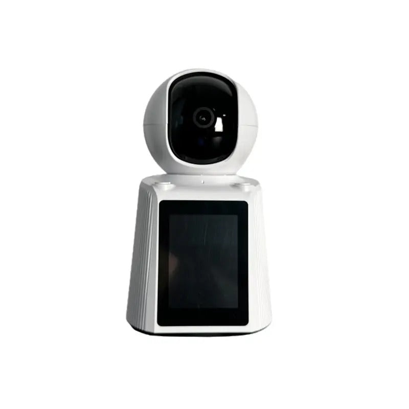 Hbs-1538 WiFi Video Calling Camera 2MP (1080P) – Smart Security With V380 App - a white, dome-headed security camera featuring a vertical front-facing display screen.